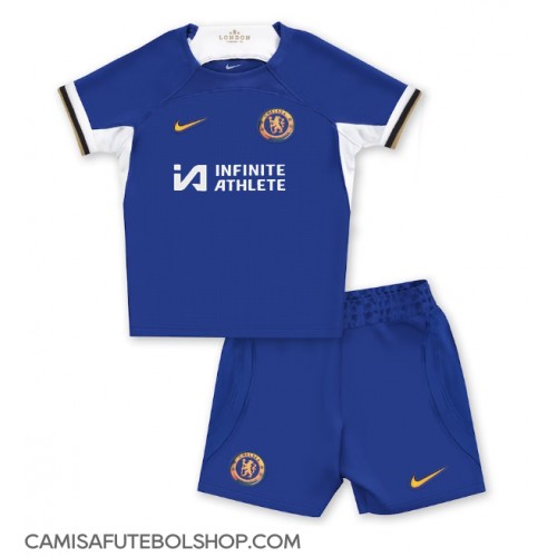 Camisa de time de futebol Chelsea Replicas 1º Equipamento Infantil 2023-24 Manga Curta (+ Calças curtas)